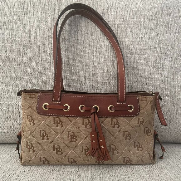 Vintage Dooney & Bourke Signature Quilted Pattern Tassel Bag w/Wallet Brown SM - Picture 4 of 16